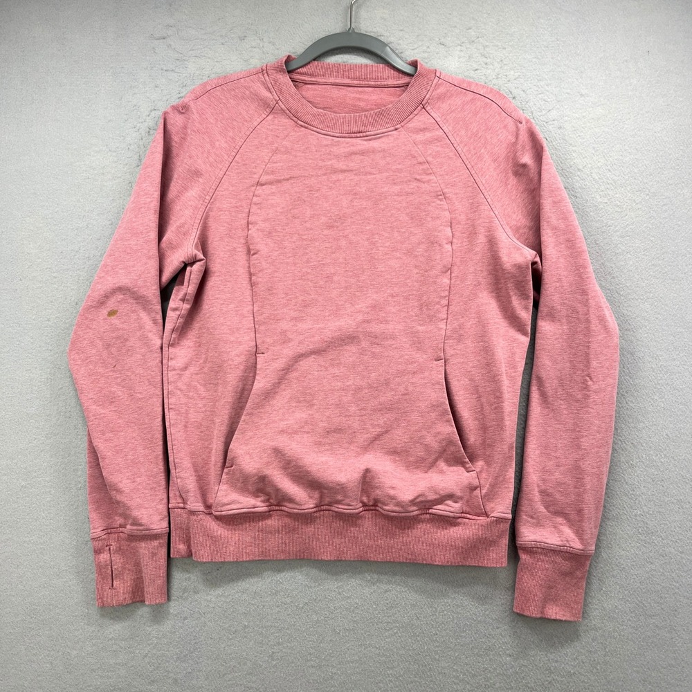 Lululemon Sweatshirt Women‎ 8 Pink Heather Raglan Scuba Crew Athleisure Pullover
